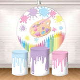 Bunt Buntstifte Palette Kinder Runden Hintergrund Bausatz